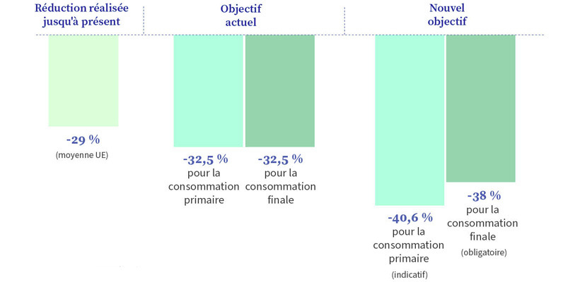 Objectif en matière de consommation primaire et finale par rapport aux projections de 2007 en matière de consommation à l'horizon 2030.