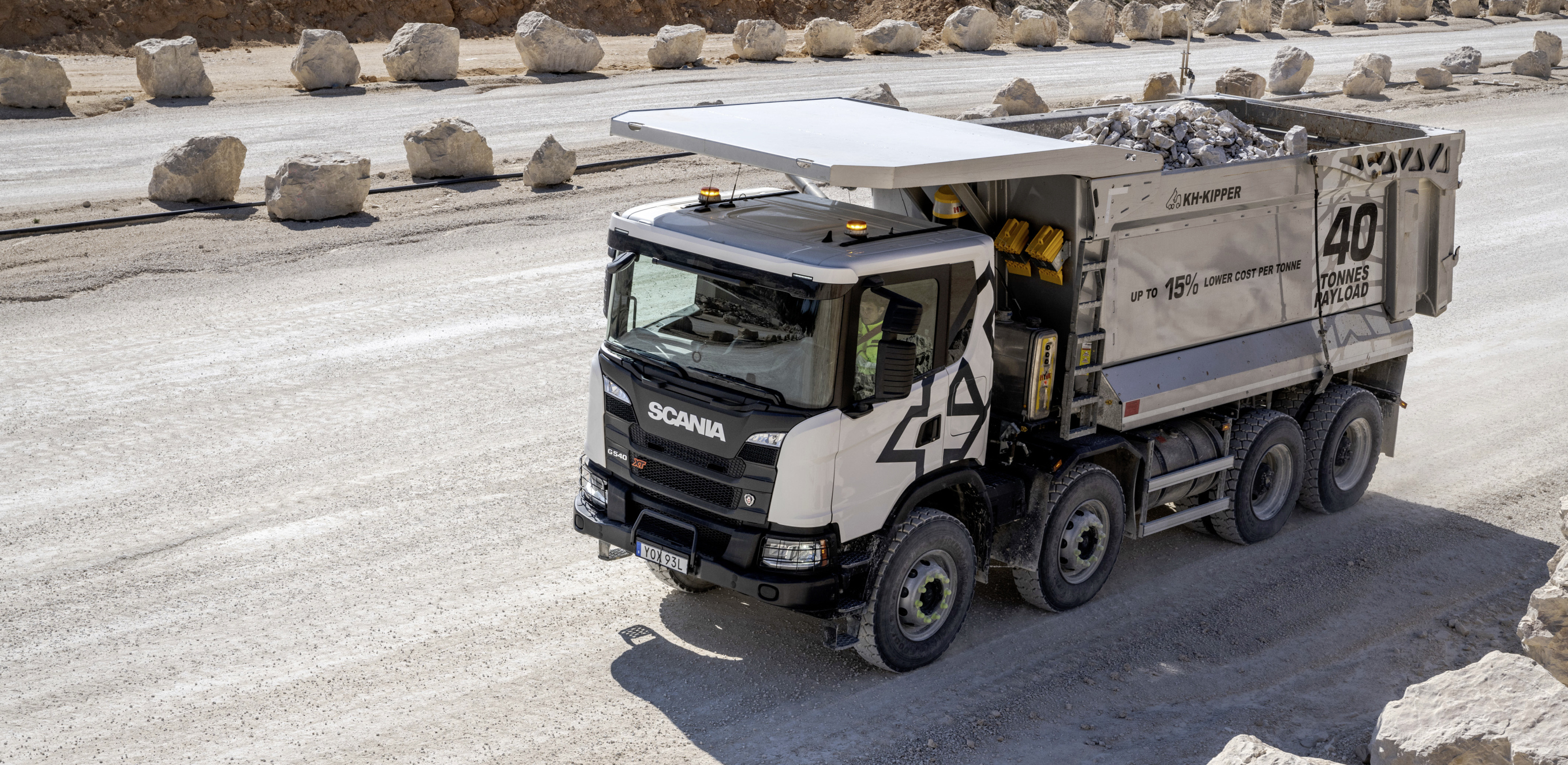 Le Scania G 540 XT pourrait rouler dans les carrières françaises d'ici mi-2024.