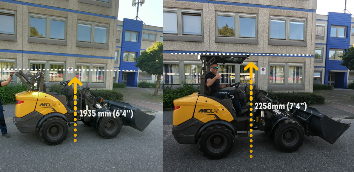 Les chargeuses MCL2, MCL4, MCL6, MCL8 sont désormais disponibles avec un canopy escamotable.