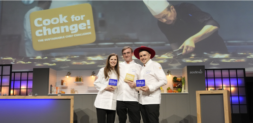 Les trois gagnants du "Sustainable Chef Challenge" : Sandrine Leriche, Adam Collison et Michal Fabiszewski.