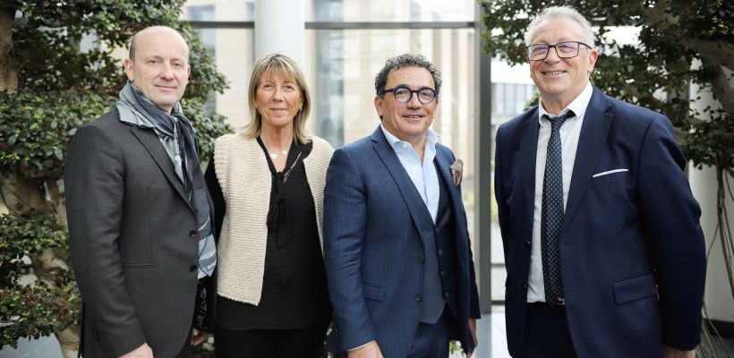 Thierry Geffroy, président du groupe Samsic, Corinne Druart, ex-directrice générale de Pro Impec (en charge du management de transition en 2025), Olivier Payen, président de Samsic Facility, et Thierry Gueffier, directeur général France Samsic Facility.