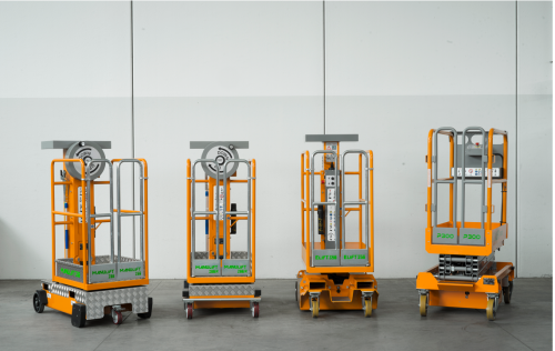 Les nacelles Axolift sont déclinées en élévateurs manuels jusqu’aux plateformes électriques etautomotrices à ciseaux ou à mât.