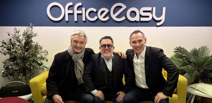 De gauche à droite : Nicolas Potier (conseil d'administration du Groupe Bruneau), François Gobillon (directeur général d’OfficeEasy), Laurent Bellot (président-directeur général du Groupe Bruneau). 