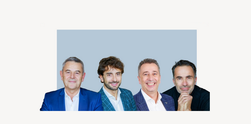 De gauche à droite, Charles Marcolin, Président du groupe, Michele Serra, DG groupe, Thierry Grillot DG Korus Group France et Nicolas Noir, secrétaire général et directeur des opérations France