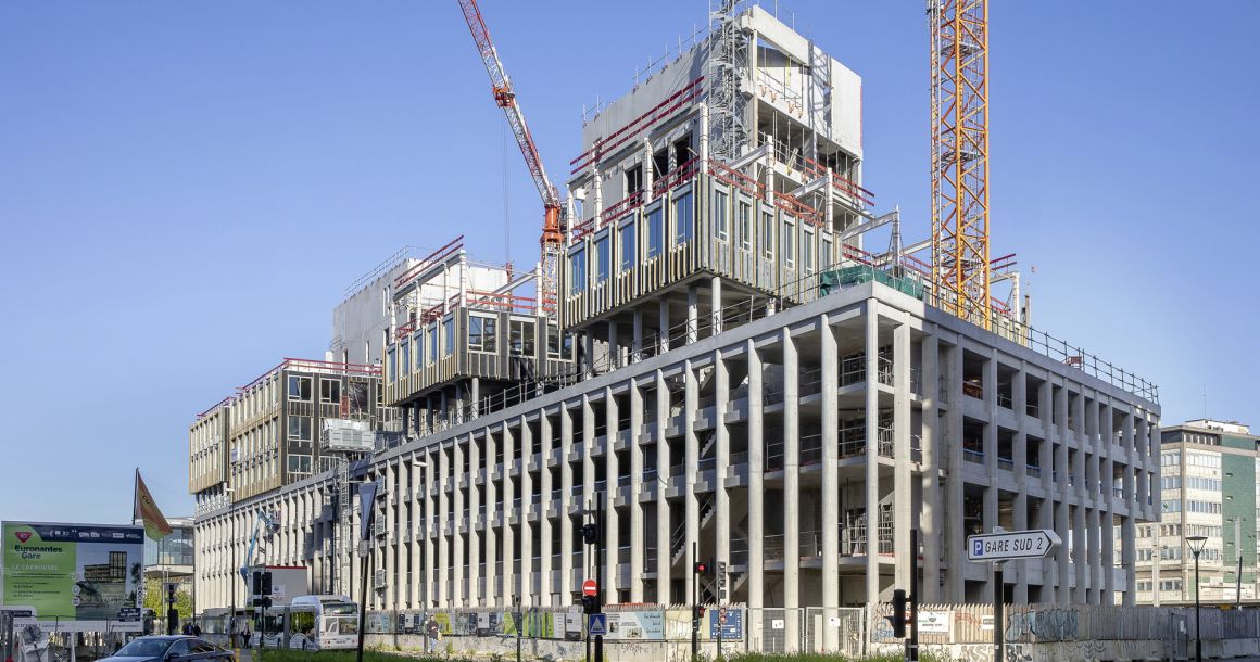Immeuble Le Carrousel, à Nantes, en phase construction